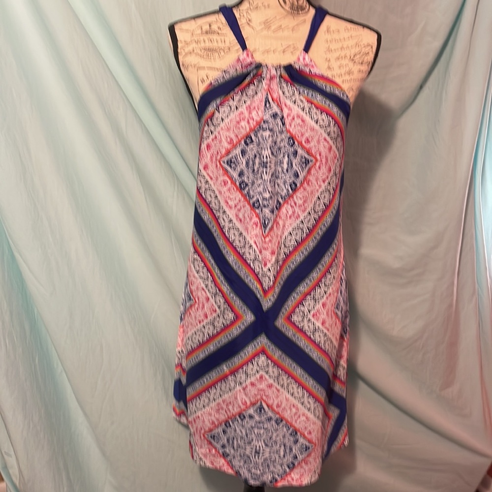 TRINA TURK graphic print dress fully lined royal blue sz 6